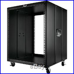 12U Portable Server Rack 20 Deep Open Cabinet with Swiveling Casters & Handles