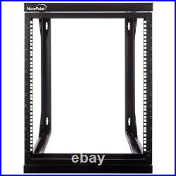 12U Wall Mount IT Open Frame 19 Network Rack with Swing Out Hinged Gate Black