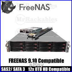 12x HD SAS2 SATA3 ZFS FREENAS 9.3 JBOD Storage Server Network UNRAID 8TB OK