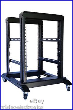15U 4 Post Open Frame 19 Server Steel Rack 24 Deep With Supporting rails