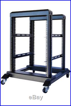 15U 4 Post Open Frame 19 Server Steel Rack 24 Deep With Supporting rails