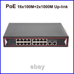 16 Port PoE Switch / additional 2 Gigabit Uplink Unmanaged 150W 802.3af/at