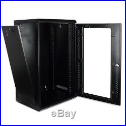 18U Server Rack Wall Mount Network Data Cabinet Glass Door Lock with Venting Slots