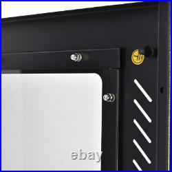 18U Wall Mount Network Data Server Cabinet Enclosure Rack Glass Door Lock with Fan