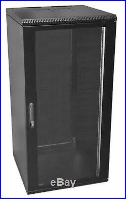 19 Inch 24U 500mm Deep Wall Mount Network Cabinet Rack, Glass Door withlock, Black