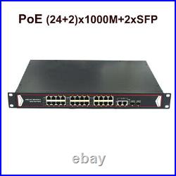 24 Port Gigbit PoE Switch / 2 Uplink SFP 400W 802.3af for Network IP Cameras NVR