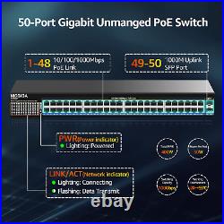 48 Port Gigabit Poe Switch Unmanaged with 48 Port Ieee802.3Af/At Poe+@400W, 2 X