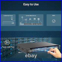 48 Port Gigabit Poe Switch Unmanaged with 48 Port Ieee802.3Af/At Poe+@400W, 2 X