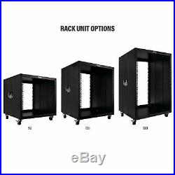 9U Portable Server Rack 20 Deep Open Cabinet with Swiveling Casters & Handles