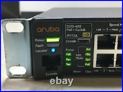 ARUBA J9772A 2530-48G PoE+ 48 PORT ETHERNET SWITCH With RACK EARS J9772-60301