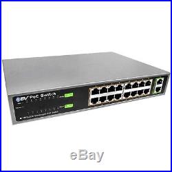 BV-Tech PoE Switch 16 Port + 2 Gigabit Ethernet Uplink 130W802.3 at 10/100Mbps