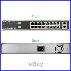 BV-Tech PoE Switch 16 Port + 2 Gigabit Ethernet Uplink 130W802.3 at 10/100Mbps
