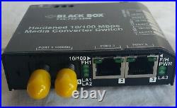 Black Box 2 x RJ-45 1 x SC Duplex Rack-Mountable Hardened Media Converter Switch
