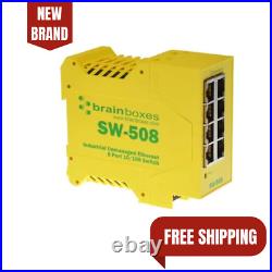Brainboxes SW-508 Industrial Ethernet 8-Port Switch DIN Rail Mountable NEW
