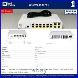 Cisco WS-C2960C-12PC-L 12 Port PoE Compact Switch Same Day Shipping