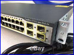 Cisco WS-C3750G-24PS-S 24 Port Gigabit Ethernet PoE Switch GigE SFP IP Base KCK