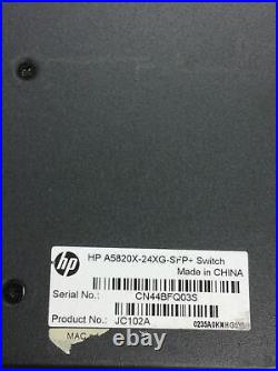 HP JC102A A5820X-24XG-SFP+ 24-Port 10GbE Network Switch 2x PSR300 Power Supplies