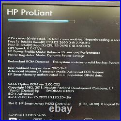 HP ProLiant DL380p Gen8 2U 8SFF 2E5-2690 2.9GHz 64GB DDR3 P420i 16-Core Server