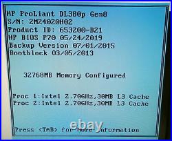 HP ProLiant DL380p Gen8 2x Intel Xeon E5-2697v2 32GB RAM P420i 331T 530T