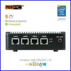 Intel J1900 4 LAN HD Dual Display 4G Fanless Firewall Router Pfsense Barebone