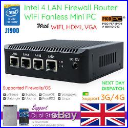 Intel quad Core J1900 Fanless 4LAN NICs 3G/4G RADIO Networking firewall routers