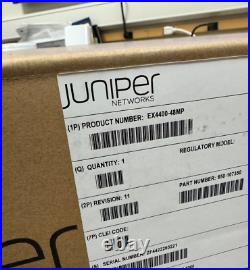 Juniper Networks EX4400-48MP 48 port 5GbE + 12 port 10 Gigabit PoE++ Switch -NEW