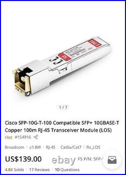 LOT 15 COUNT FS SFP-10G-T 10BASE-T SFP+ Copper 100m RJ-45 Transceiver Module