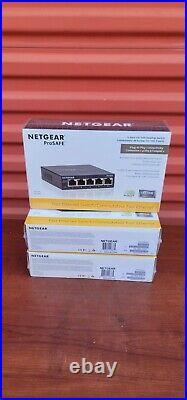 Lot Of 3 NETGEAR ProSafe (FS105) 5-Port 10/100 Desktop Switch NEW