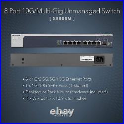 Netgear XS508M 8-Port 10G Multi-Gigabit Ethernet Unmanaged Switch Gray