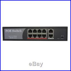 PoE Network Switch 10/100m Power Injector 8 Port + 2 Port Power Over Ethernet