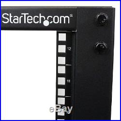 StarTech 12U Adjustable Depth Open Frame 4 Post Server Rack with Casters