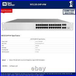 UNCLAIMED Cisco Meraki MS120-24P-HW 24Ports Ethernet PoE Switch Same Day Ship