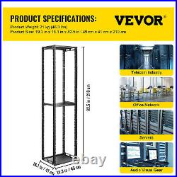 VEVOR Open Frame Server Rack Network Server Rack 42U 4 Post 19 Steel Relay Rack